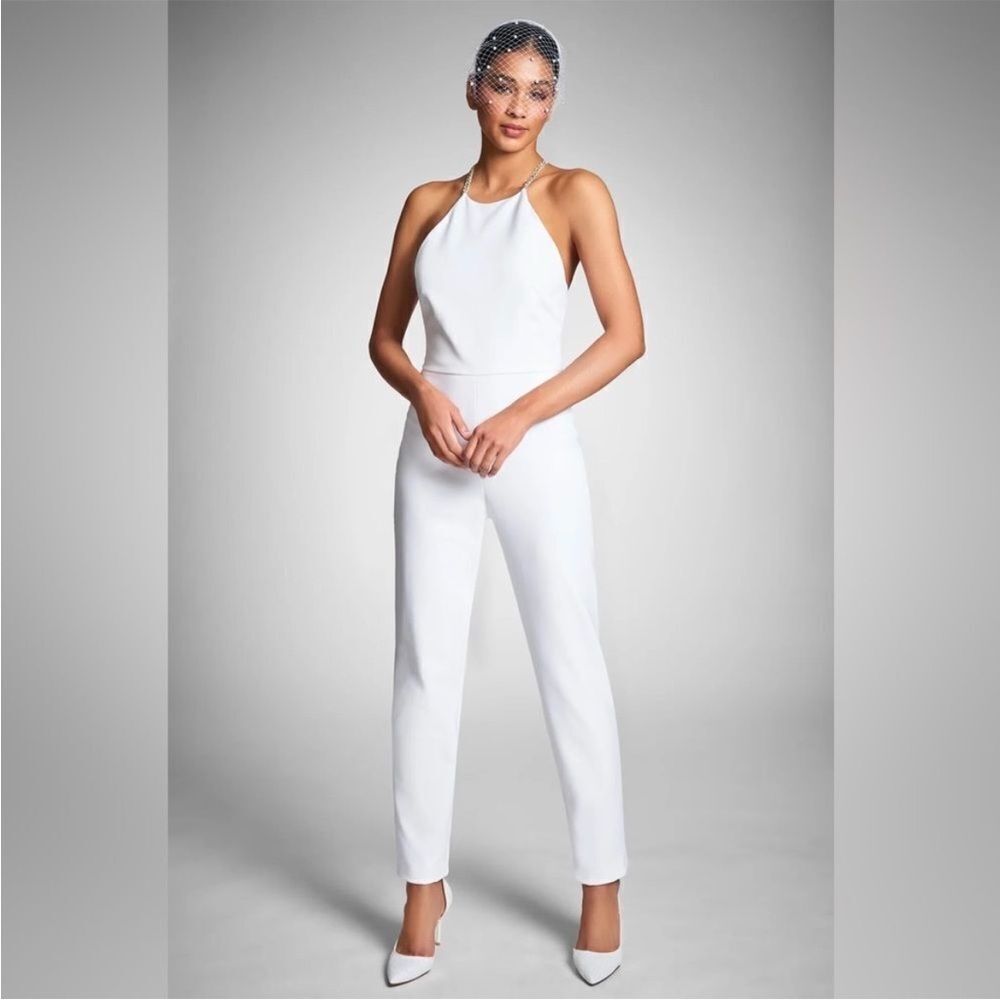 Sachin + Babi Alexa White Embellished Elegant Jumpsuit Size 14